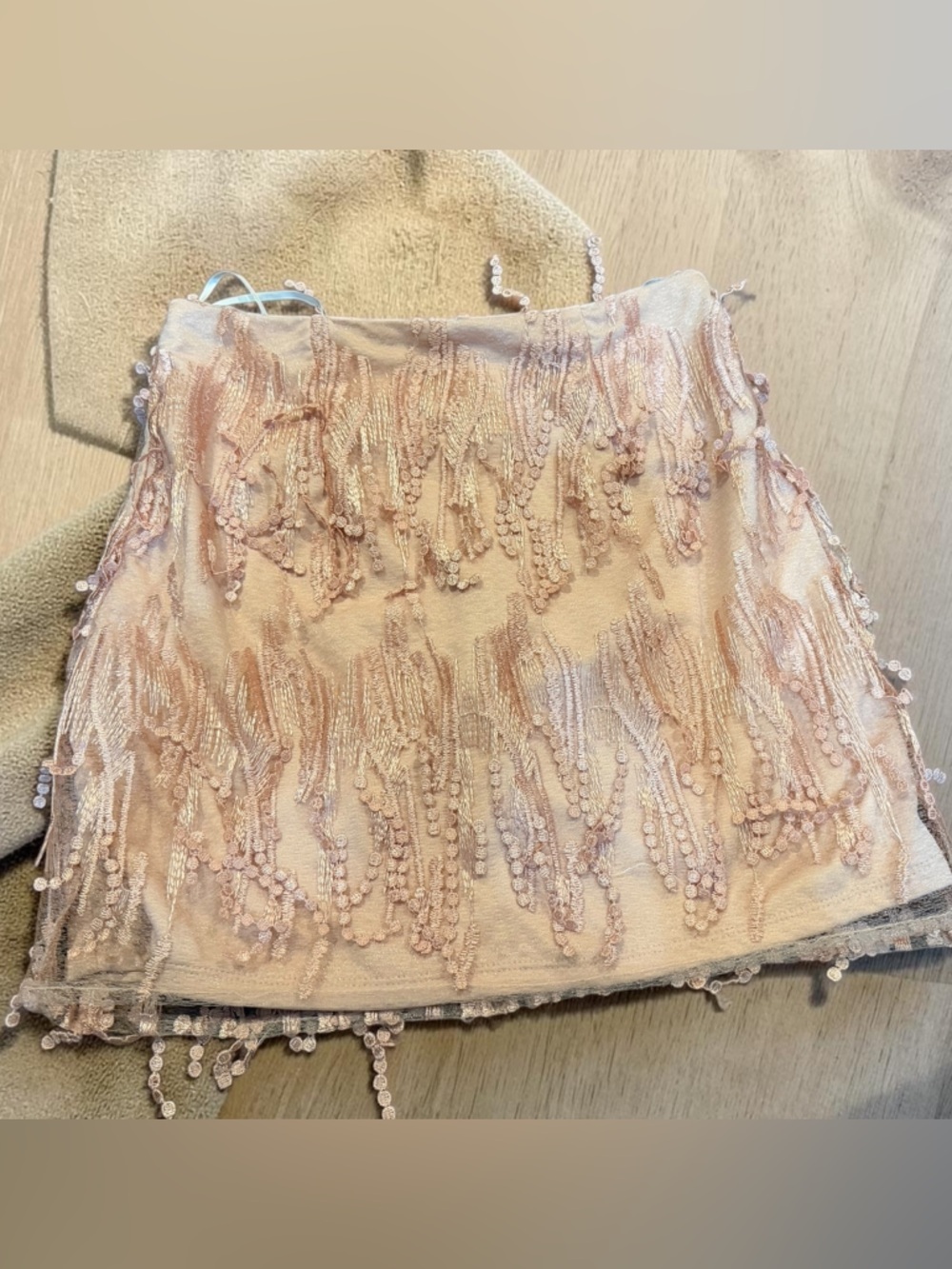 Lulu's Blush Pink Beaded Mini Skirt